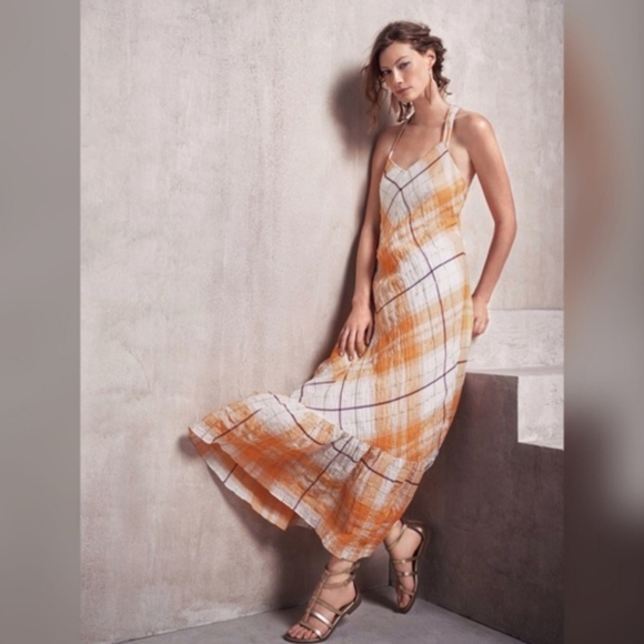 Anthropologie Holding Horses Clementine Plaid Maxi Dress Small Boho Sundress - Picture 4 of 16